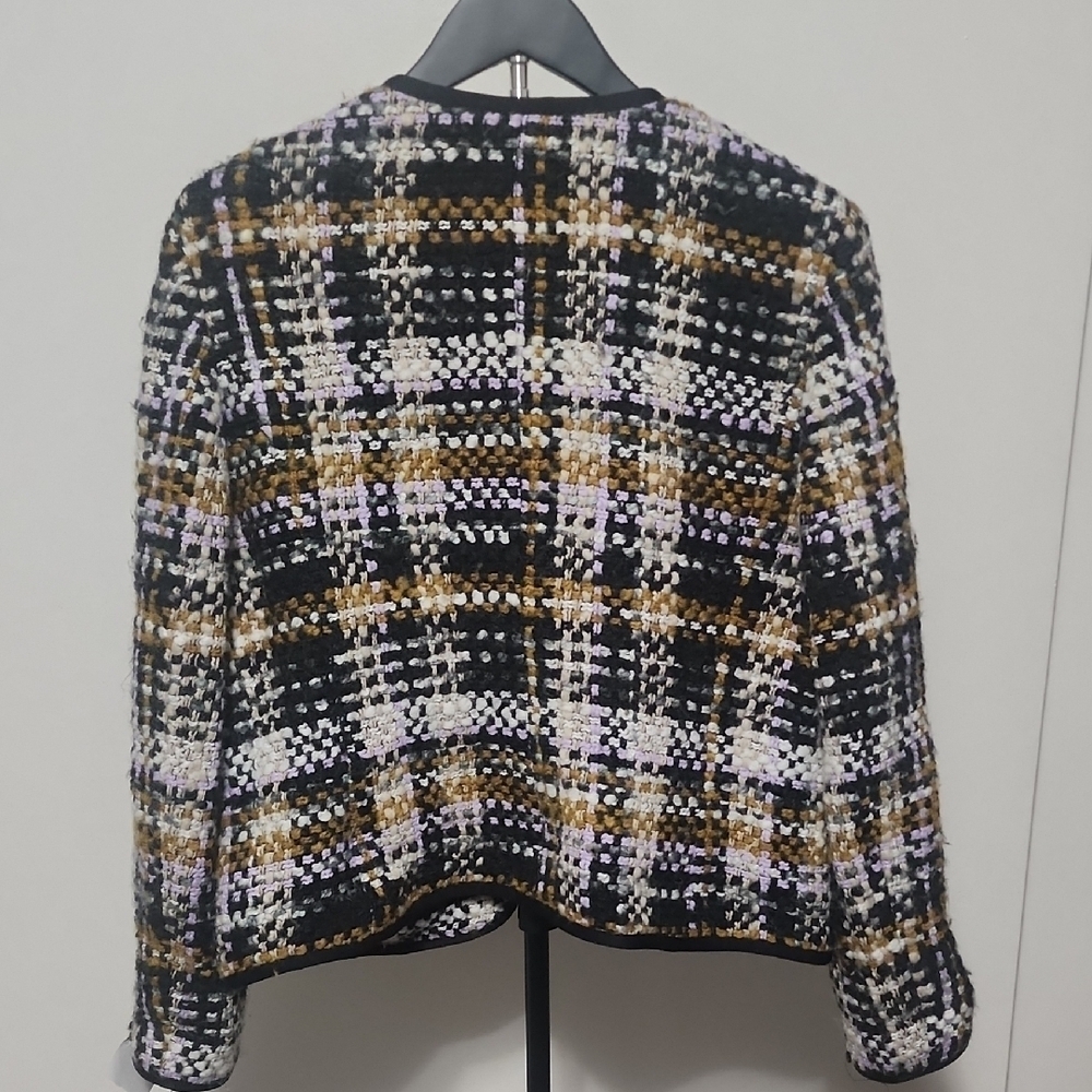 Ecetera Tweed Bouclé Jacket Black Gold Plaid Academia Style - Picture 9 of 10